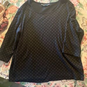Karen Scott Women's Black and Gold Polka Dot Long Sleeve Top Size 1X